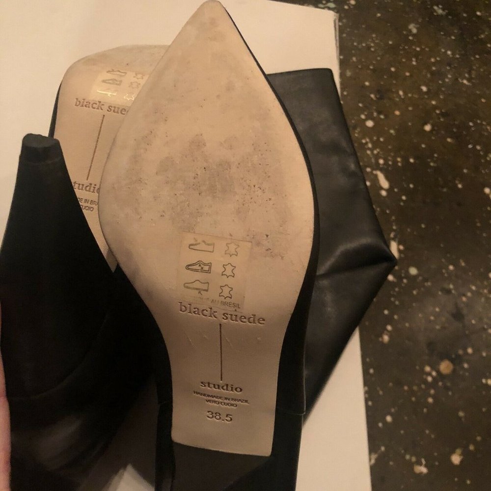 Black Suede Studio Karla Boots Black Heel Pointed 38.5 $450 - Picture 9 of 10
